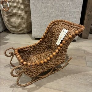 Holiday Woven Sleigh with Beaded Edge.